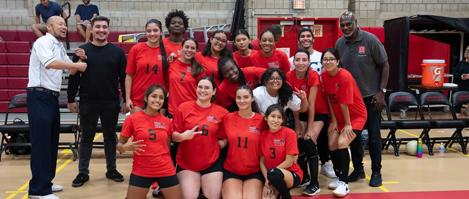 Volleyball team playing a game