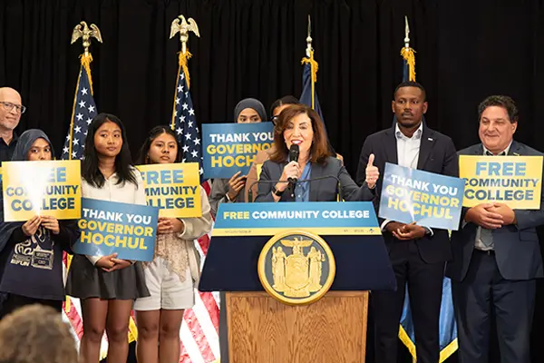 Governor Hochul announcing the Free Community College Initiative