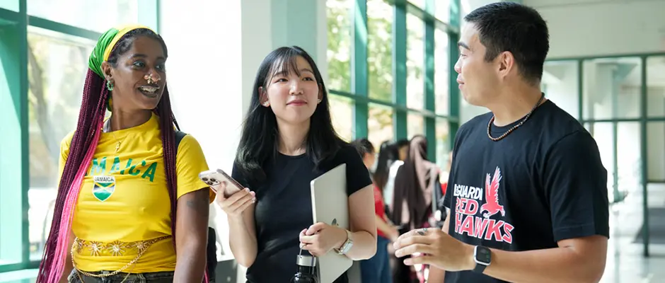 Students walking the hallways at LaGuardia Community College